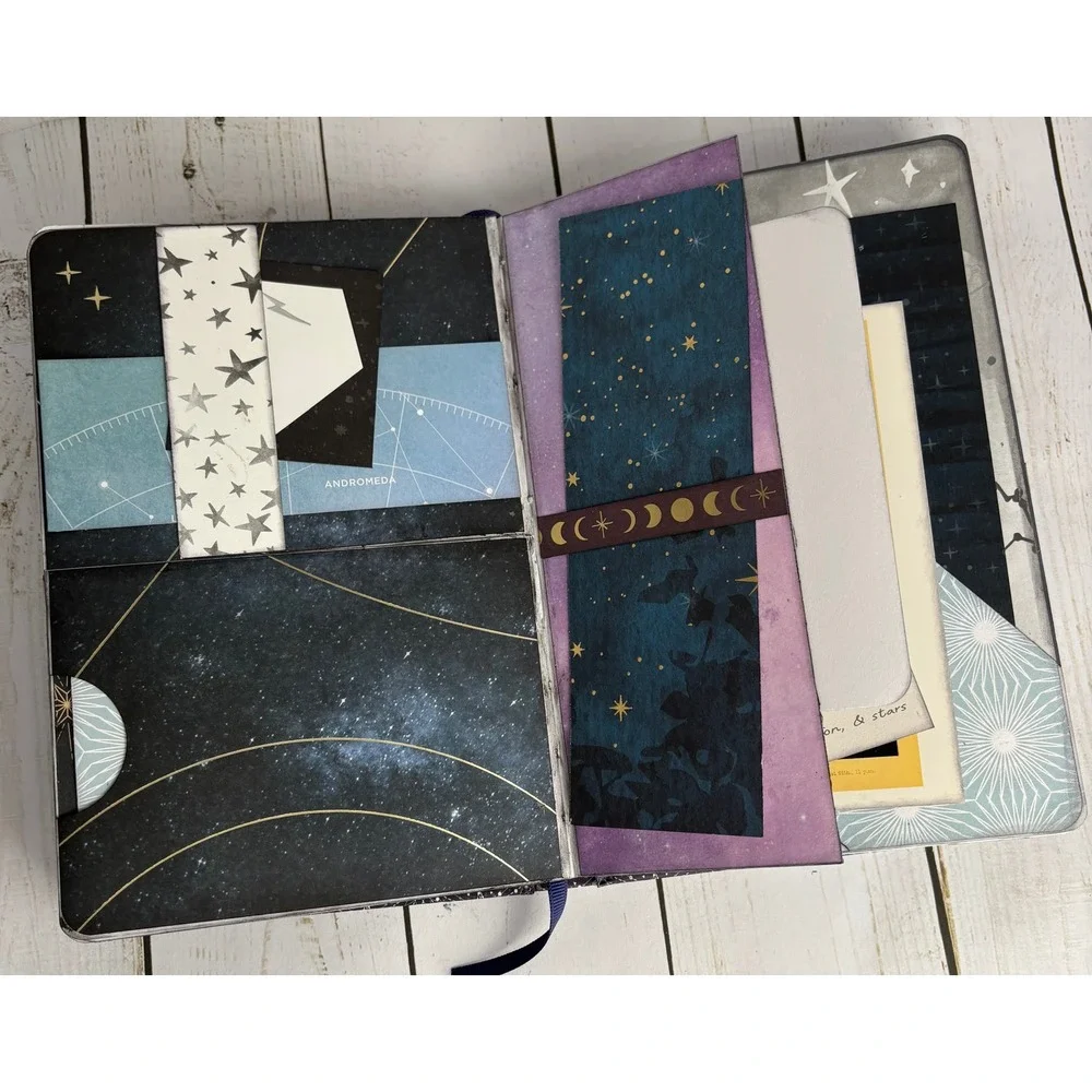 Handmade Celestial Junk Journal Night Sky Moon Stars Constellation Scrapbook